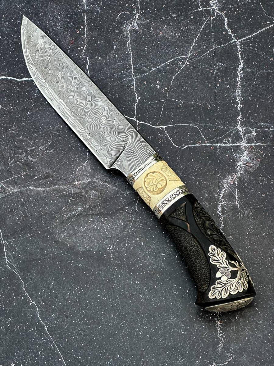 Авторский нож «Осеняя сказка» (черный, дамаск)