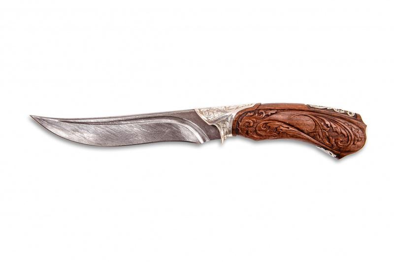 Авторский нож «Снегирь» (коричневый, дамаск)