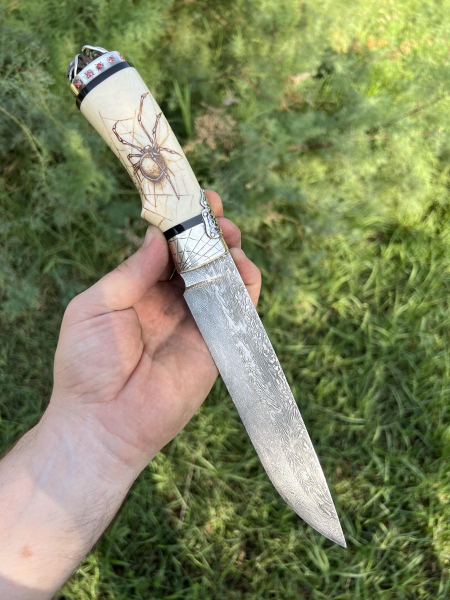 Авторский нож «Паук» (мозаичный дамаск с никелем)