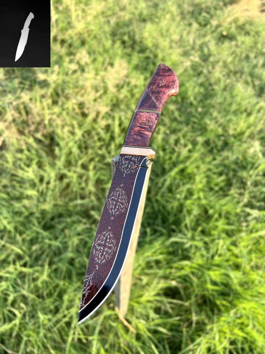 Авторский нож «Азазель» (красный, мозаичный дамаск)
