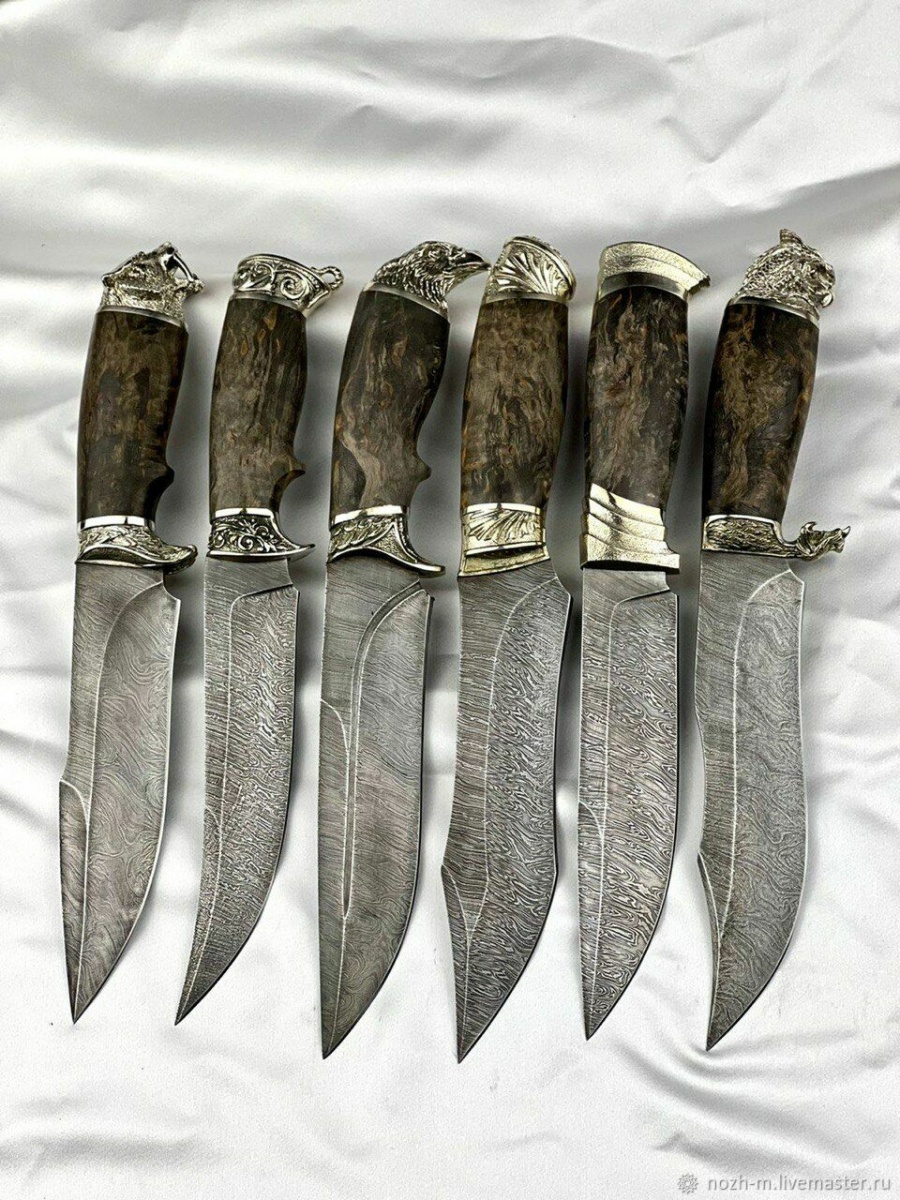Авторский нож «Карельский» (серебристый, дамасская сталь)