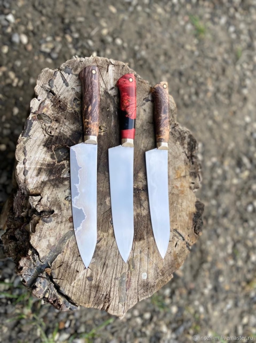 Кухонные ножи «Мастер» (сердцевина сталь s390, по краям 40х13 нержавеющая сталь)