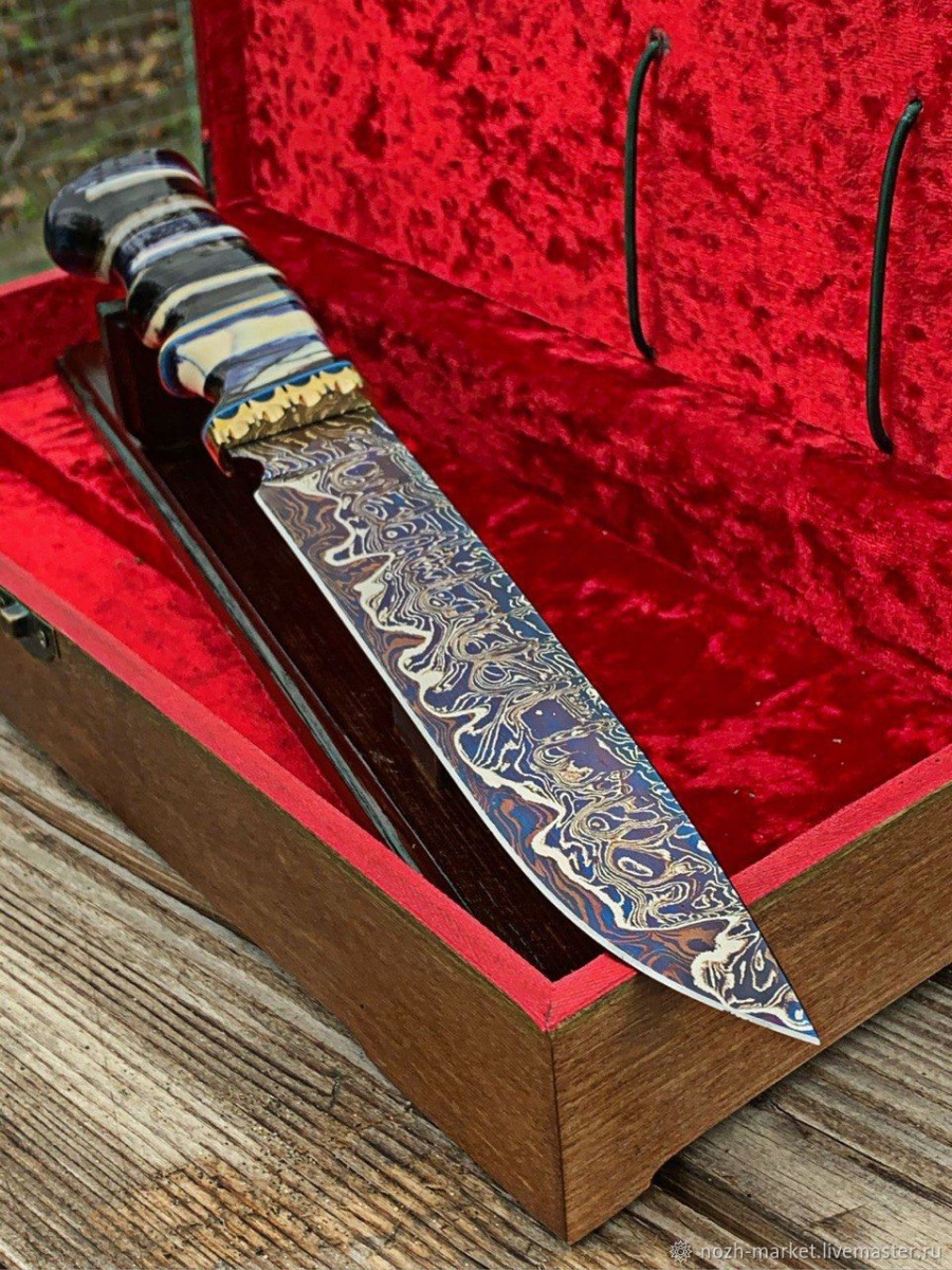 Авторский нож «Мамонт» (никелированная дамасская сталь)