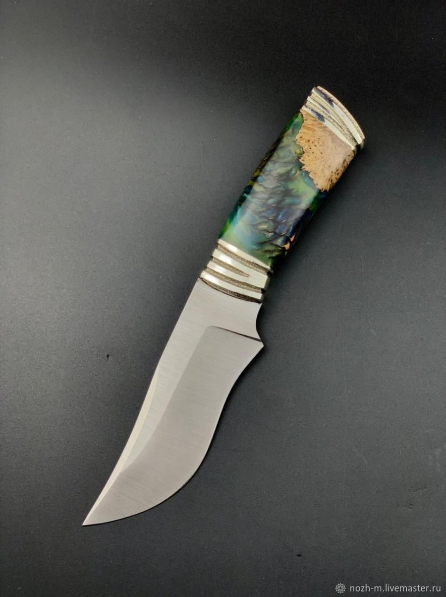 Авторский нож «Носорог» (серебристый, высококачественная сталь м398 (порошковая))