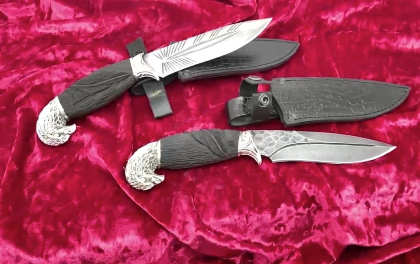 Авторский нож «Каменный орел» (белый, дамасская сталь, обработка )