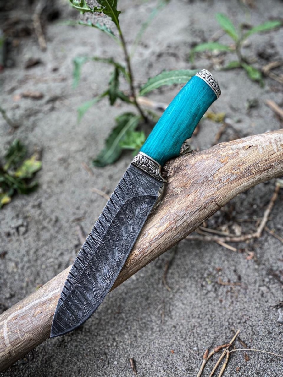 Авторский нож «Бирюза» (дамасская сталь)