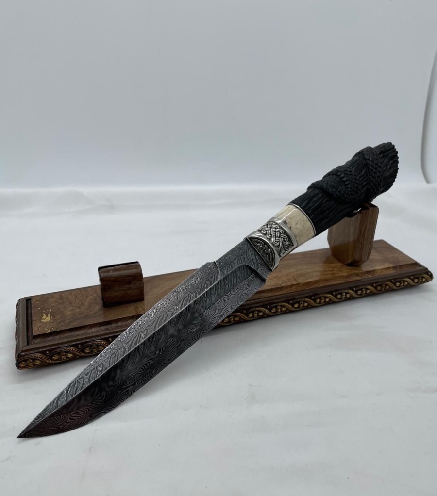 Авторский нож «Змей» (черный, мозаичный дамаск)