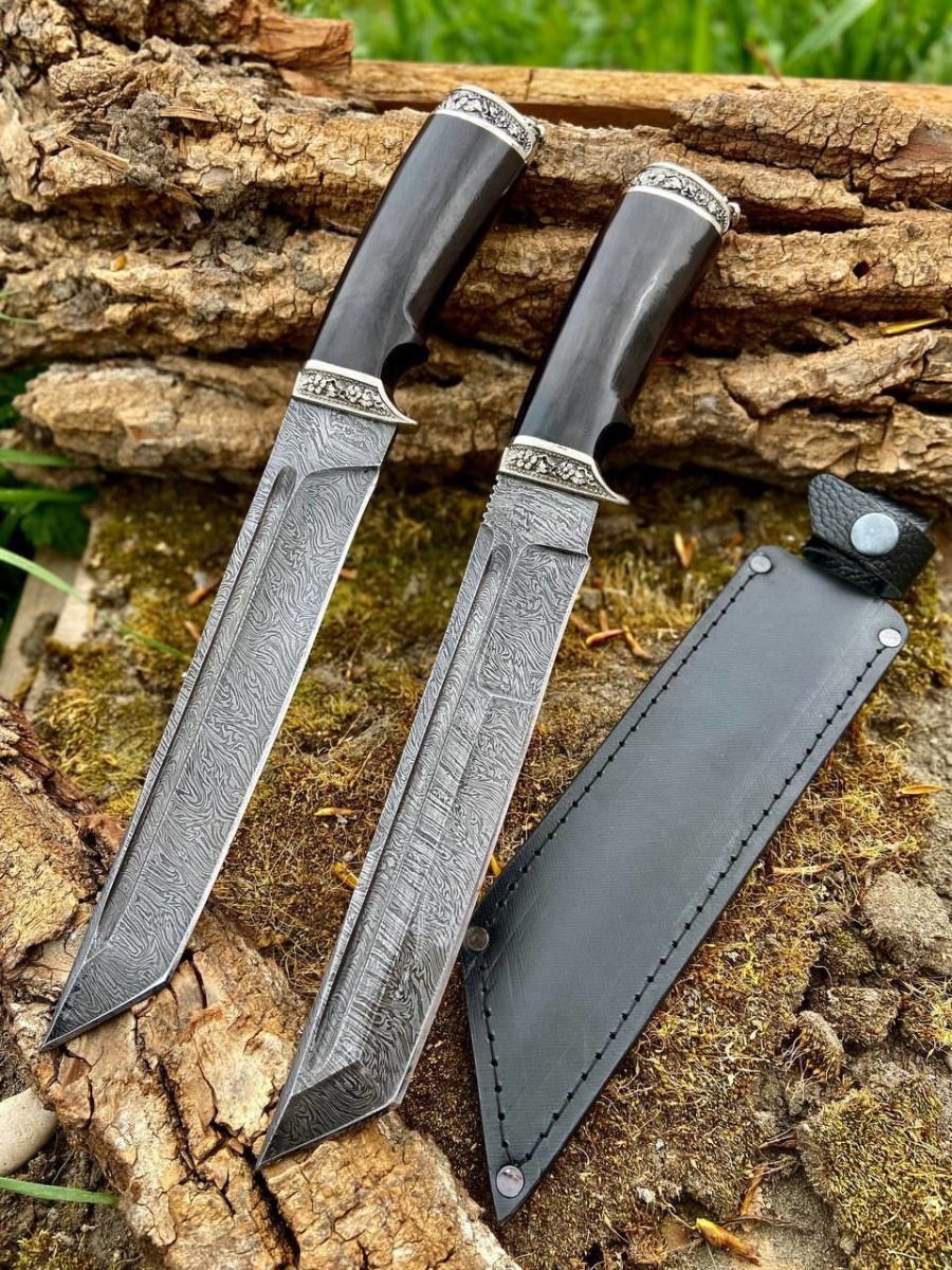 Авторский нож «Дамасский» (серебристый, дамасская сталь)