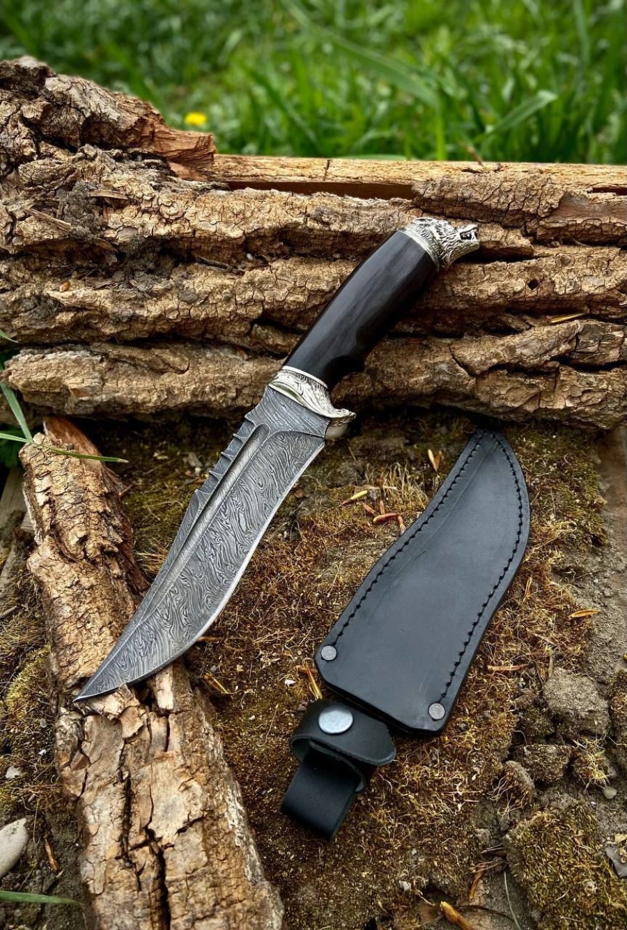 Авторский нож «Дамасский» (серебристый, дамасская сталь)