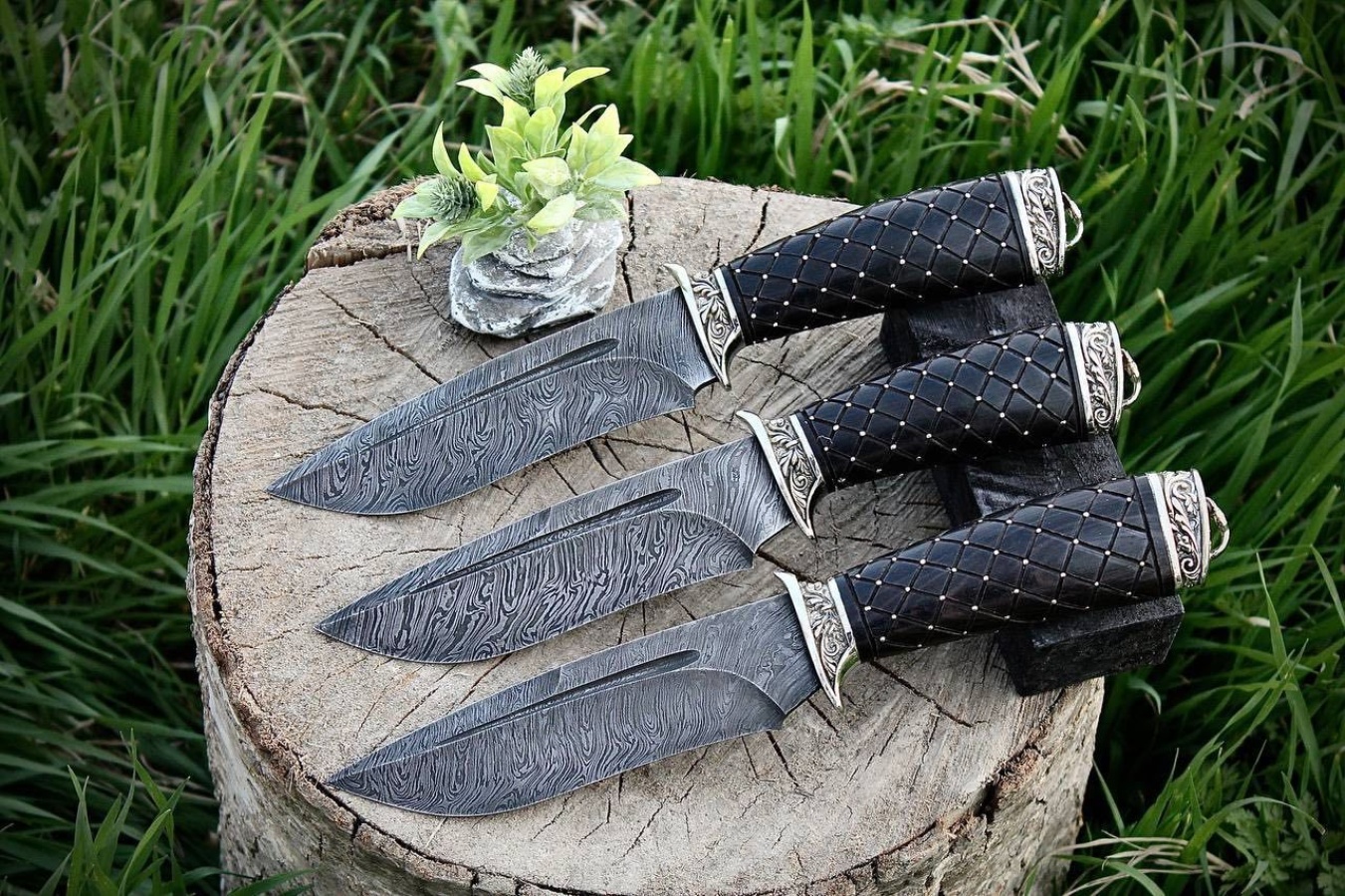 Авторский нож «Кизляр» (серебристый, дамасская сталь)