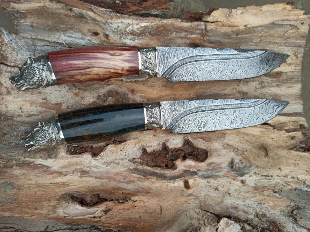 Авторский нож «Дагестанский» (серебристый, дамасская сталь)
