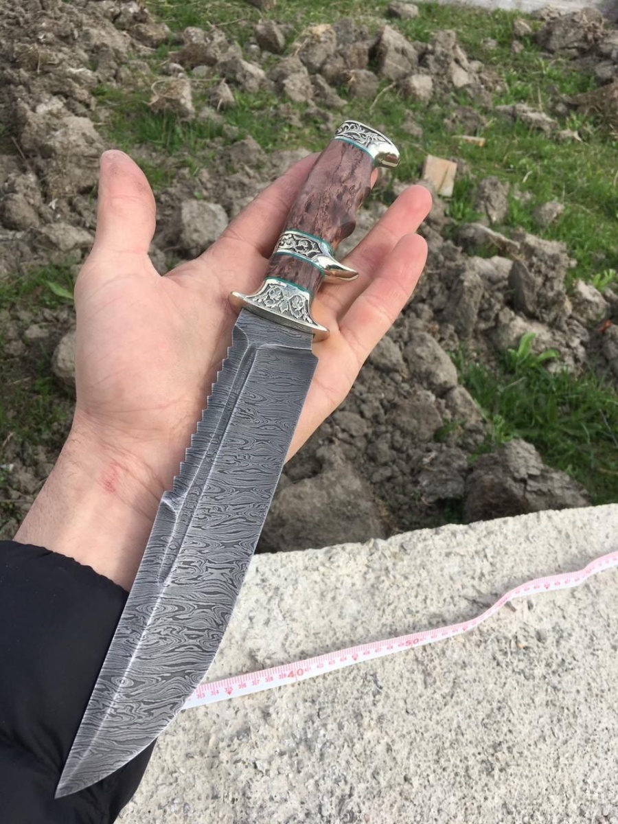 Авторский нож «Мини генерал» (серебристый, дамасская сталь)