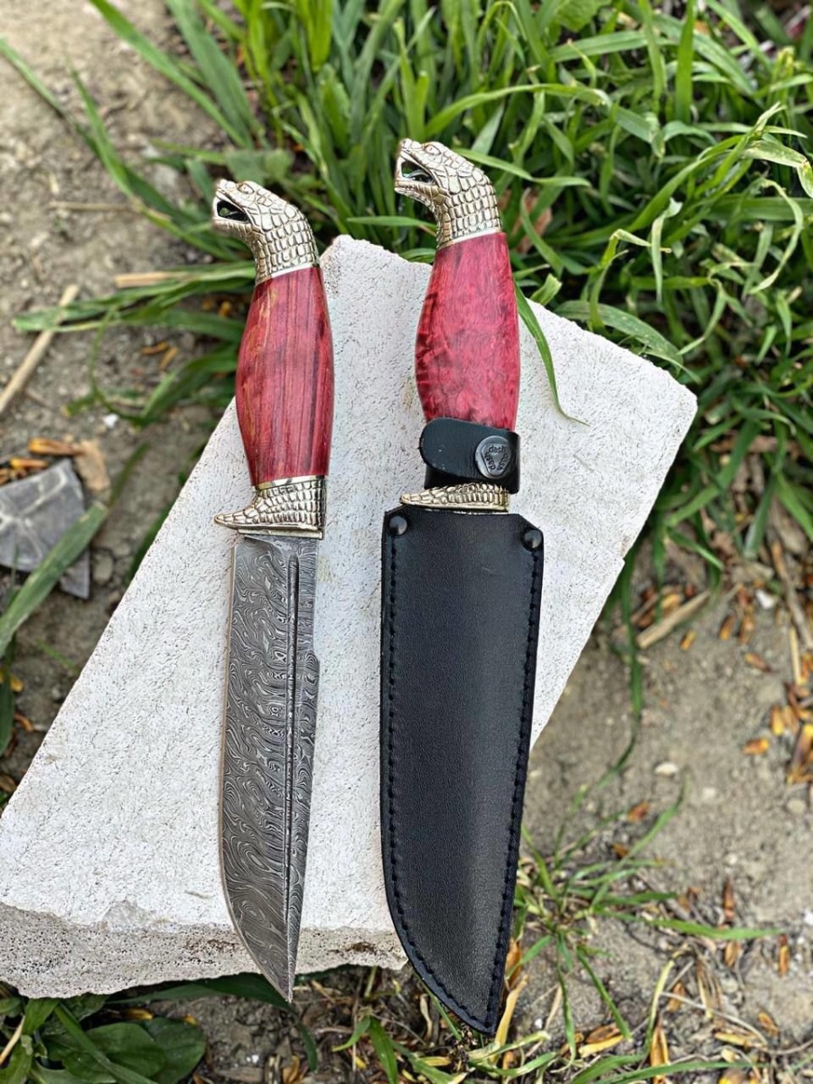 Авторский нож «Кобра» (серебристый, дамасская сталь)