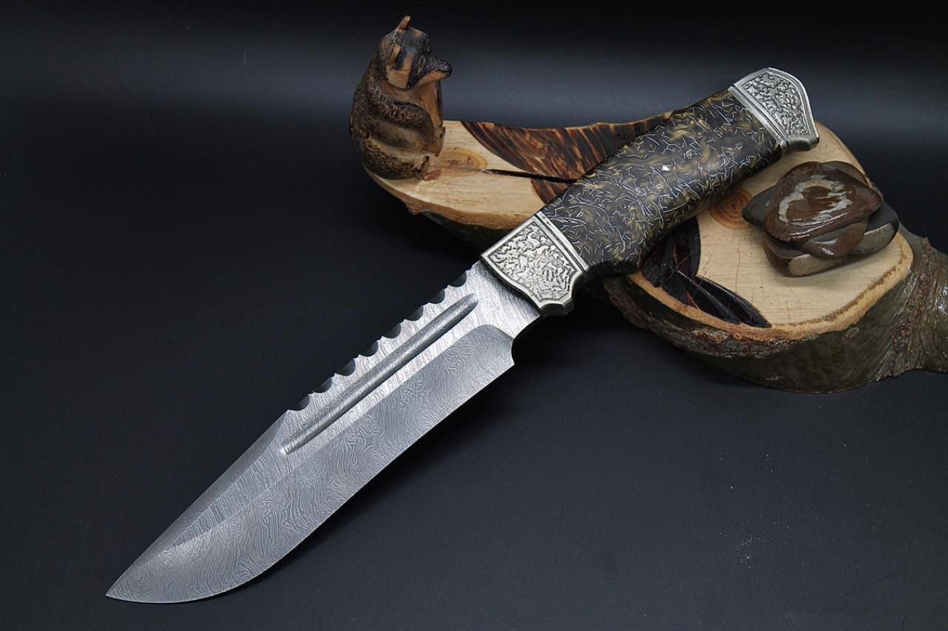 Авторский нож «Дербент» (серебристый, дамасская сталь)