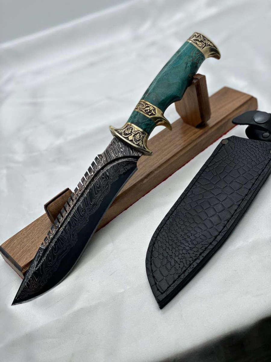 Авторский нож «Генерал мини» (черный, никелированная дамасская сталь)