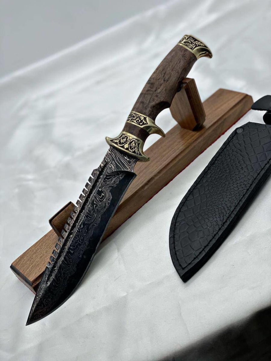 Авторский нож «Генерал мини» (черный, никелированная дамасская сталь)