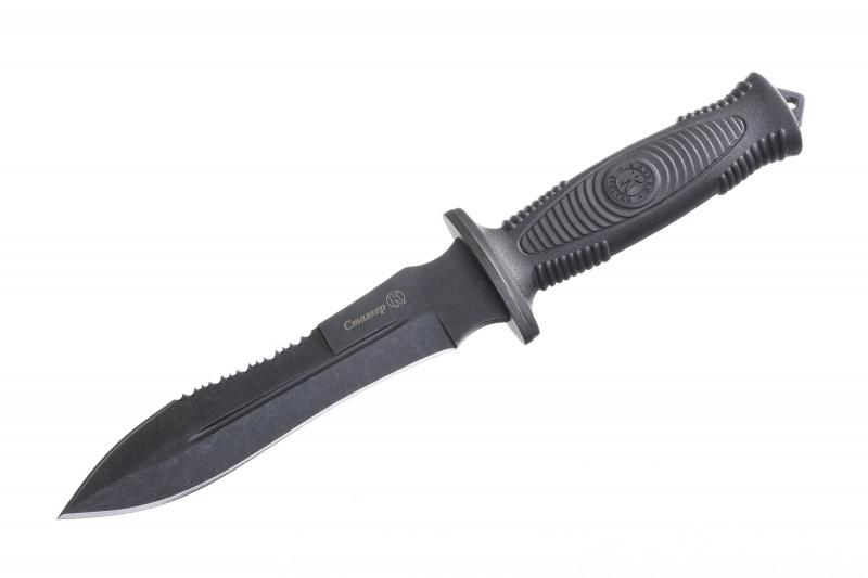 Охотничий нож «Сталкер рукоять эластрон чёрный» (aus-8)
