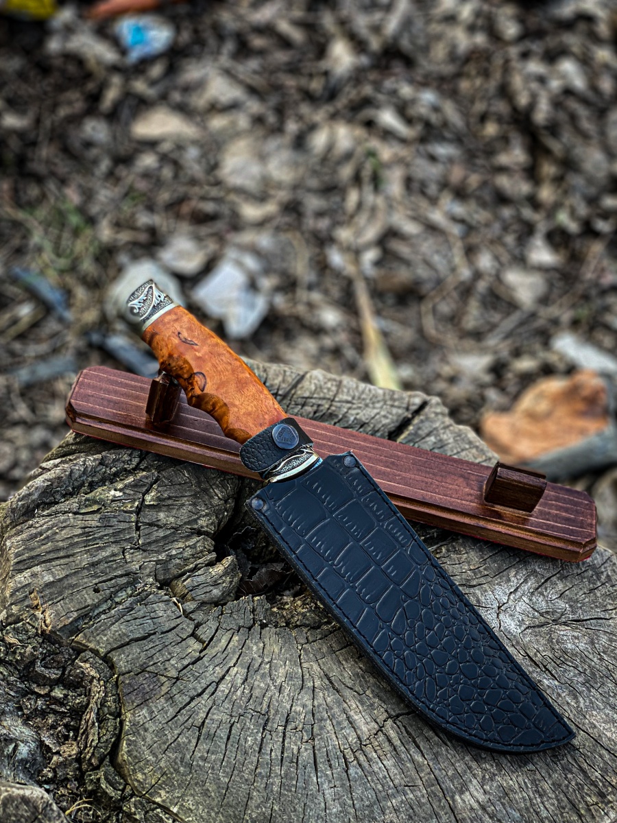 Авторский нож «Древесный дамаск» (древесный, дамаск)