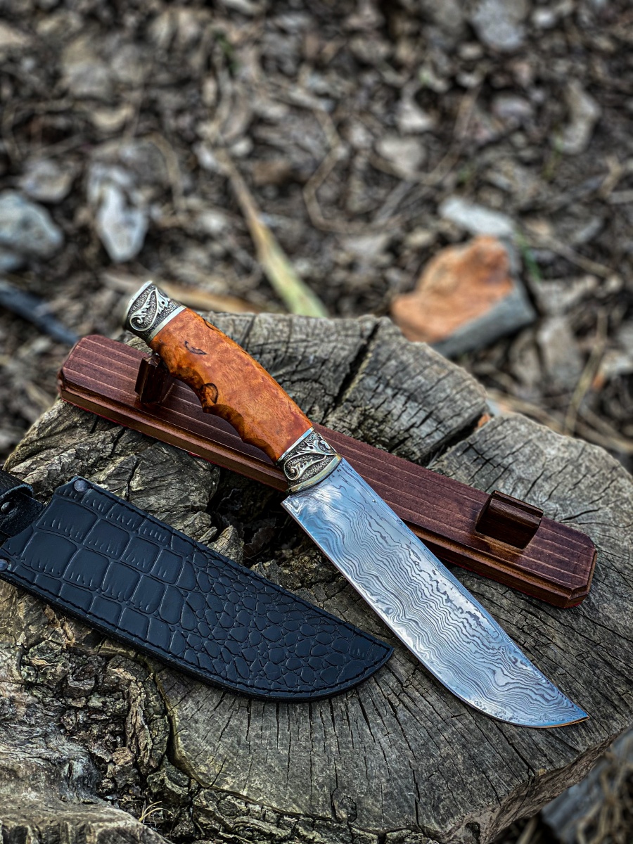 Авторский нож «Древесный дамаск» (древесный, дамаск)